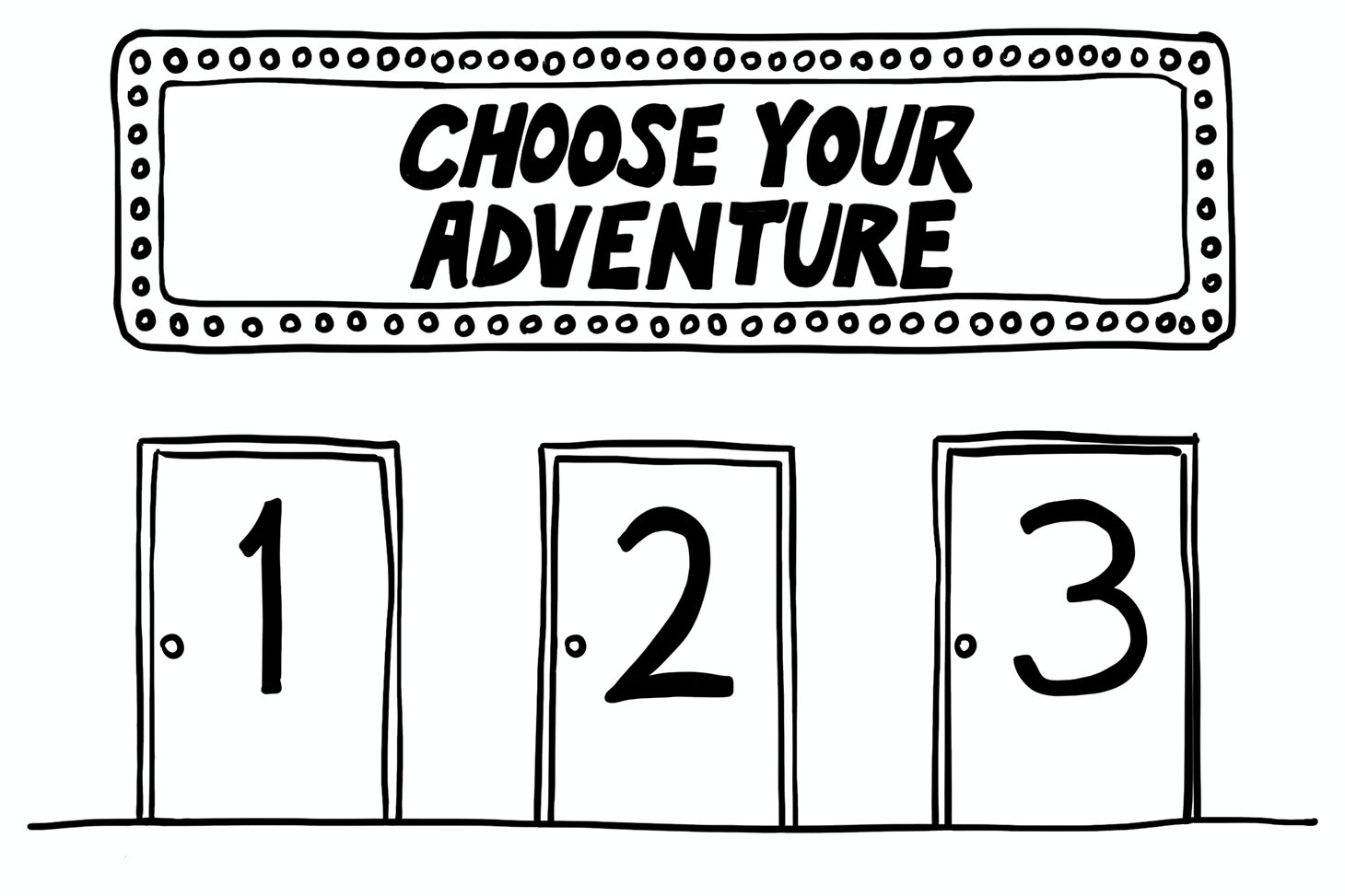 Image of three doors - numbered for different adventures