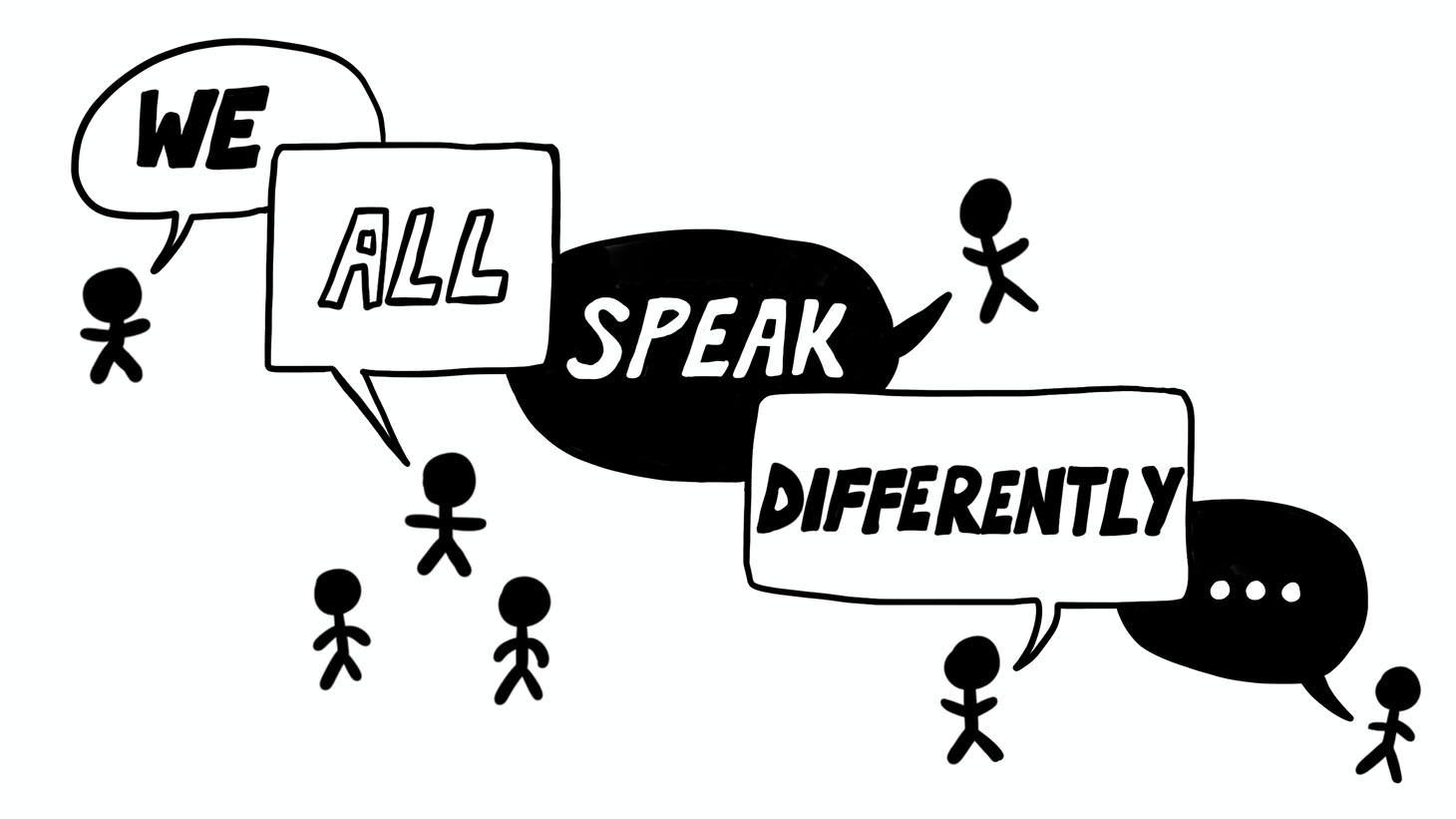 Illustration of people and speech bubbles talking to each other