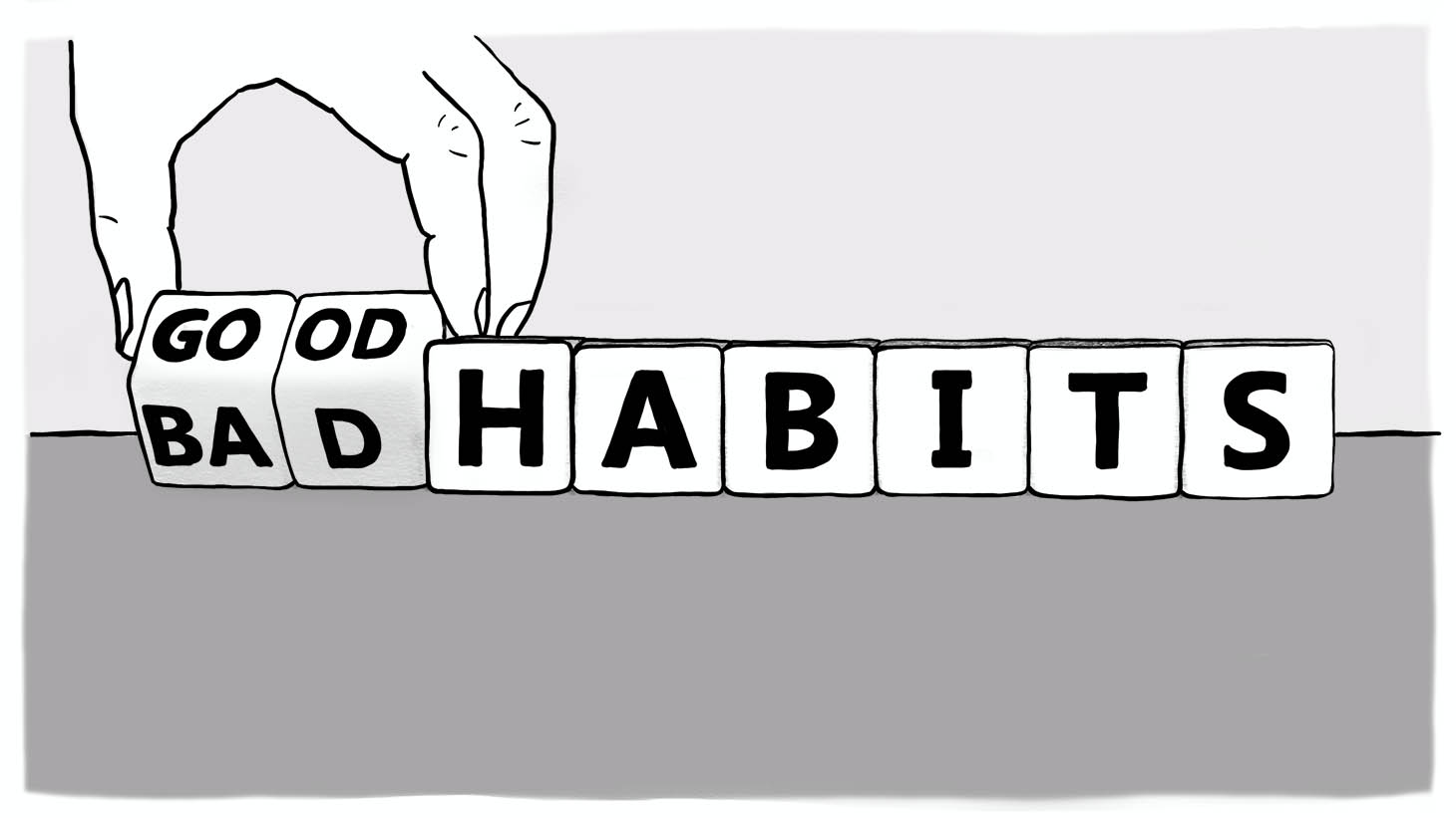Letter blocks flipping from BAD habits to GOOD habits