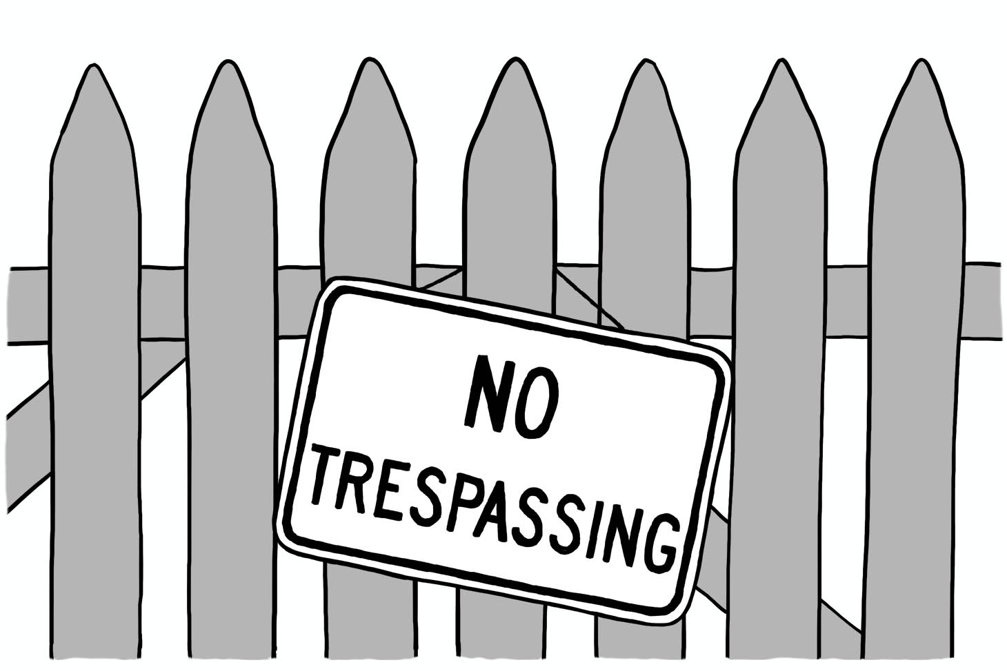 Picket fence with ‘No Trespassing’ sign